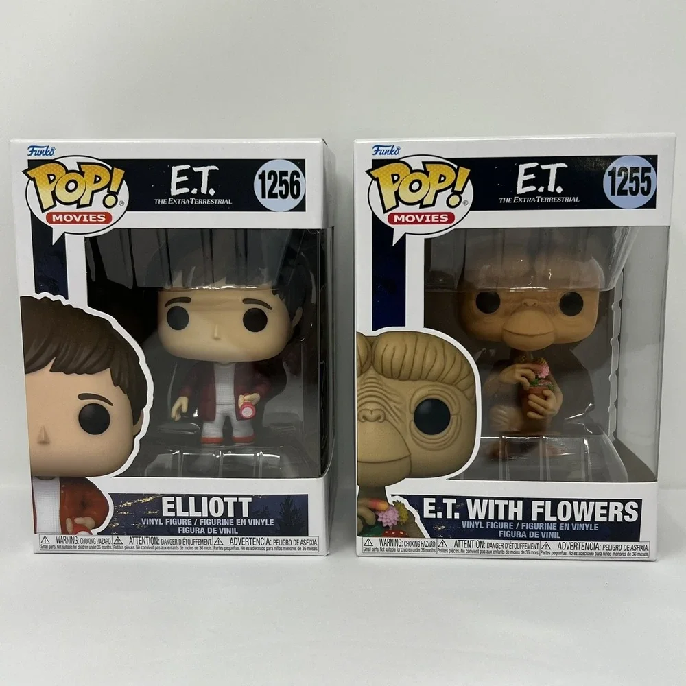 Funko Pop! Movies: E.T. And Elliot - E.T with flowers #1255 and Elliot #1256 NIB - Picture 2 of 16